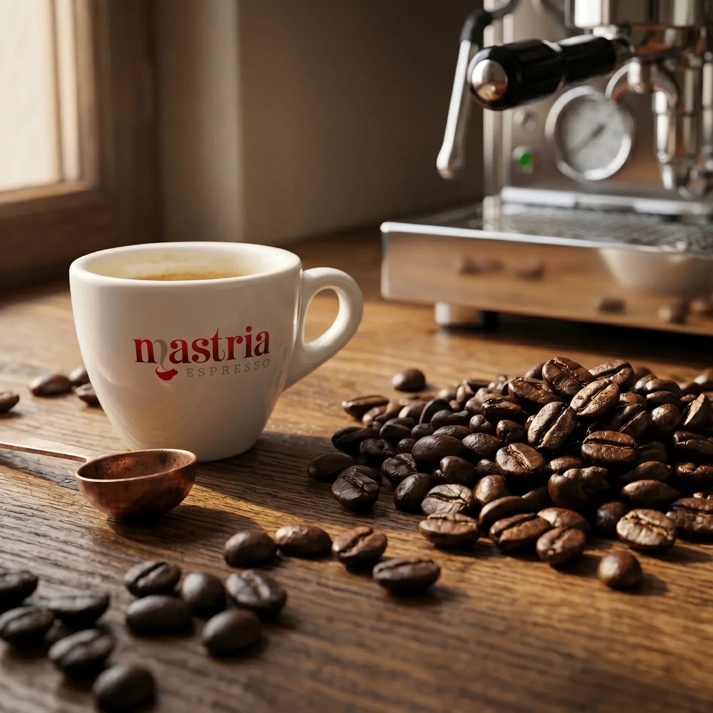 Chicchi di caffè in fase di raffreddamento dopo la tostatura artigianale Mastria Espresso.