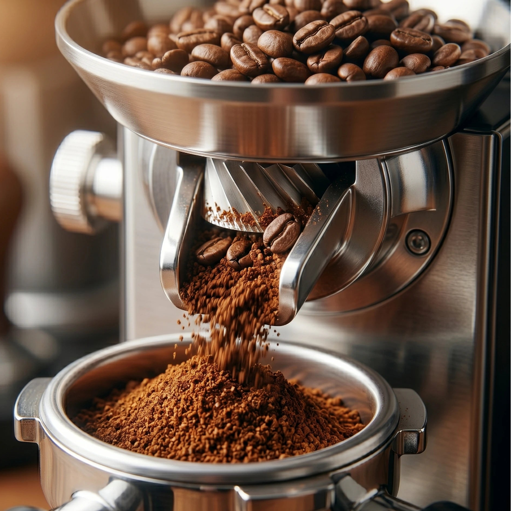 Macchina da caffe con chicchi di grano